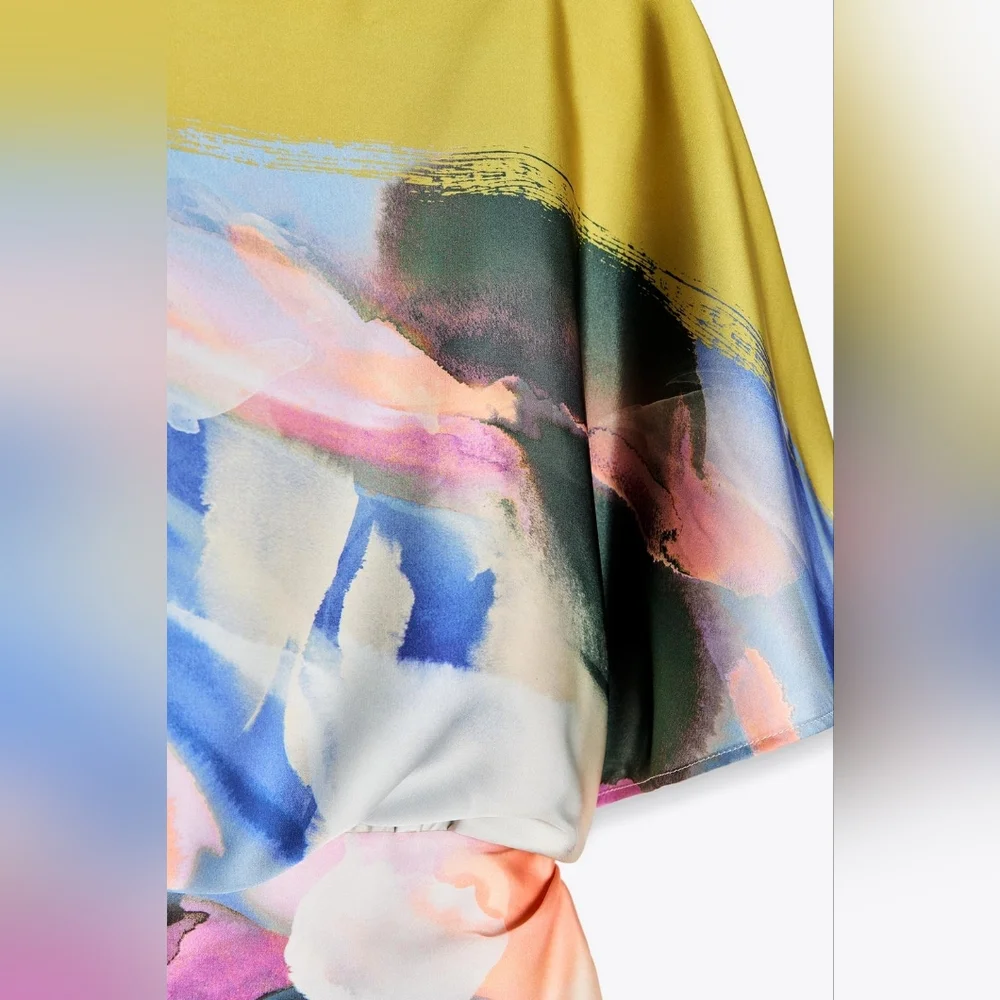 ASYMMETRIC PRINT MIDI DRESS SIZE XS - Picture 8 of 8